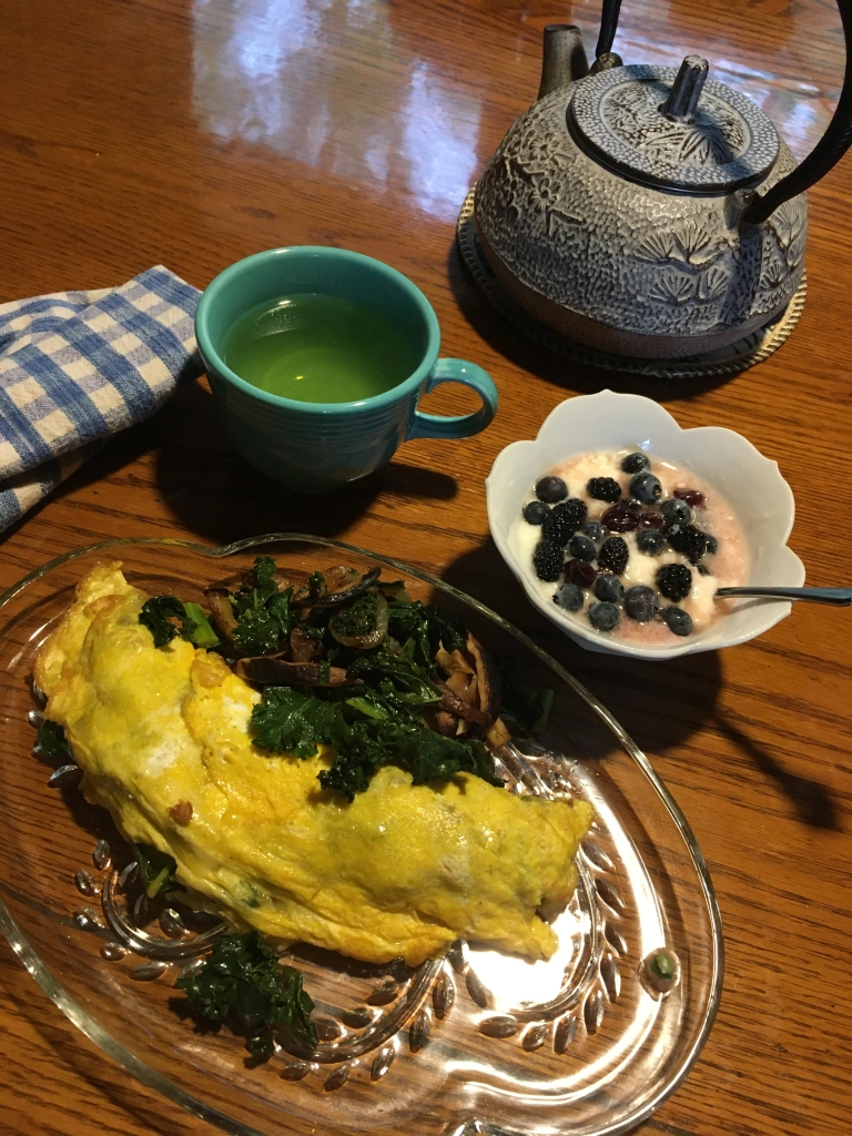 Featured image for “Caramelized Onion, Shiitake Mushroom and Kale Omelette”