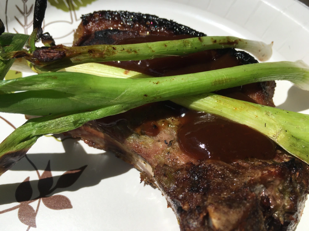 Featured image for “Charred Scallions with Grilled Pork Chops”